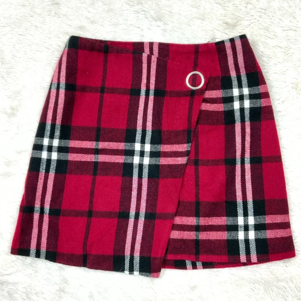 H&M red plaid tartan skirt - Picture 1 of 6